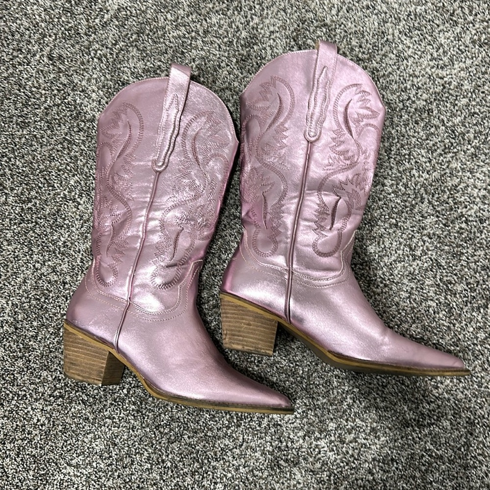 Arider Girl Pink Metallic Cowgirl Boots